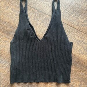 Forever 21 Black Ribbed Crop Tank Top